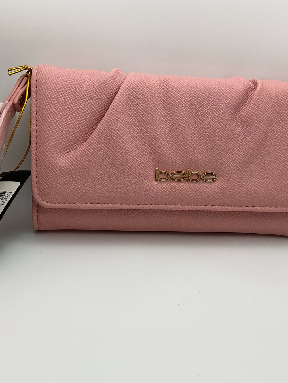 bebe Pink Fold-Over Wristlet Clutch